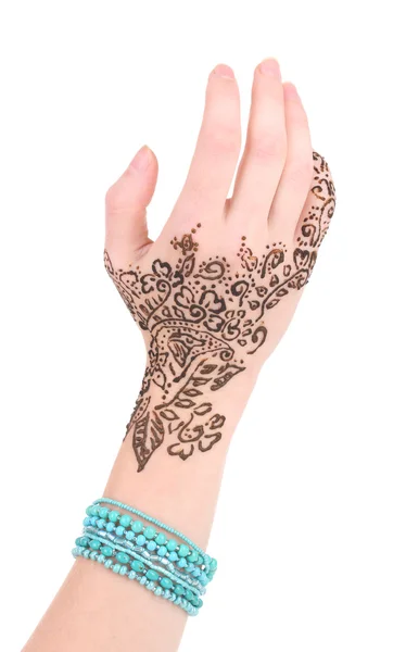 Hand mit Henna bemalt — Stockfoto