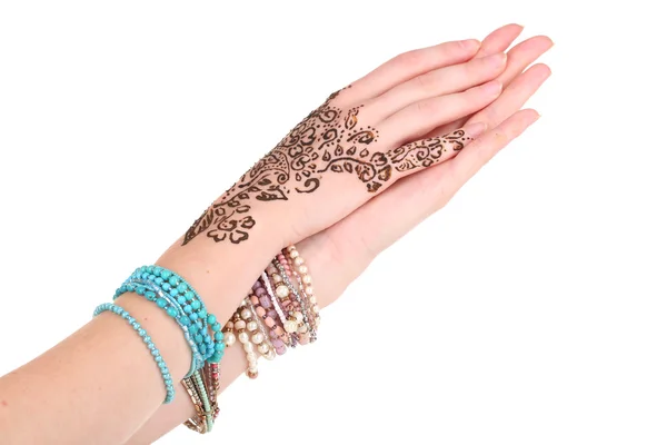 Hands painted with henna — Stock Photo, Image