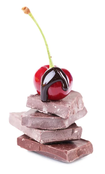 Cseresznye és apróra vágott csokoládé — Stock Fotó