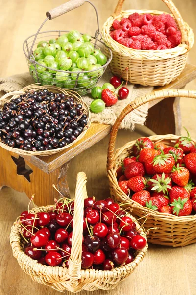 Fresh berries in baskets — Stock Photo, Image