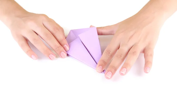 Hands making origami toy — Stock Photo, Image