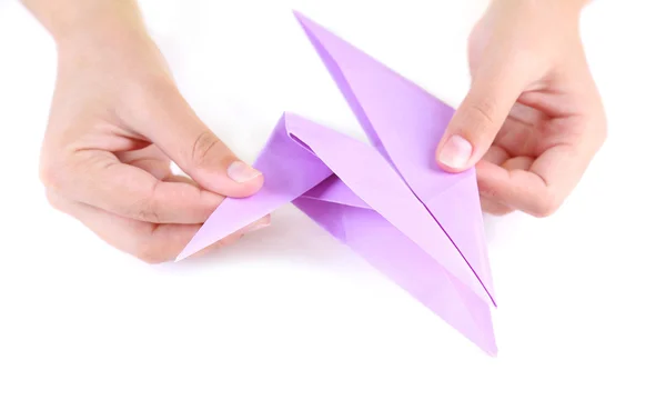 Mani che fanno origami giocattolo — Foto Stock