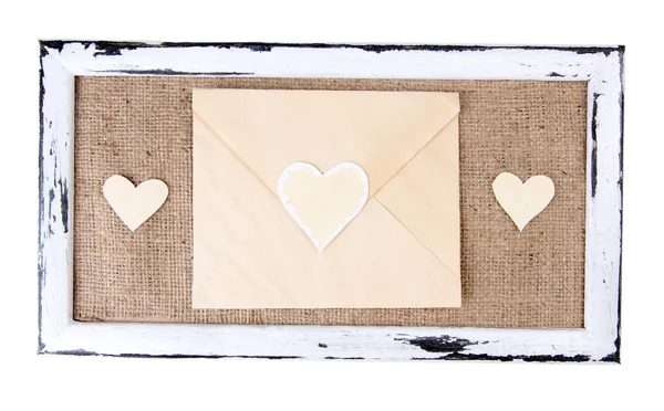 Wooden frame with love letter — Stock Photo, Image