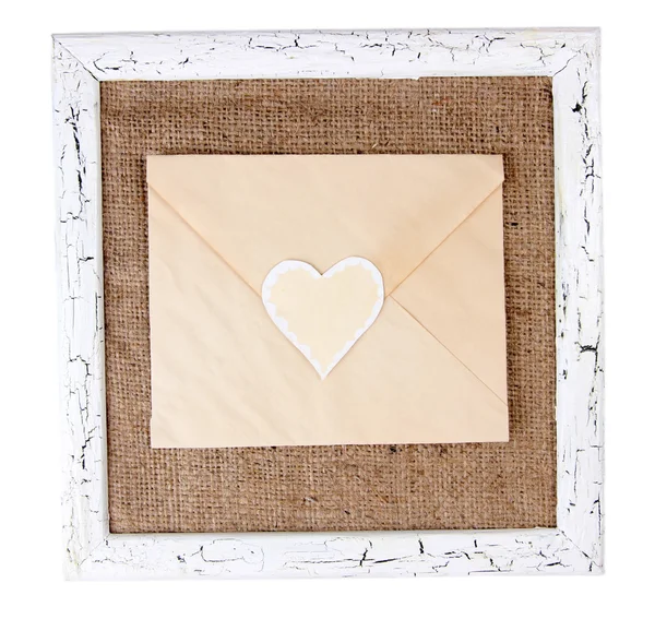 Wooden frame with love letter — Stock Photo, Image