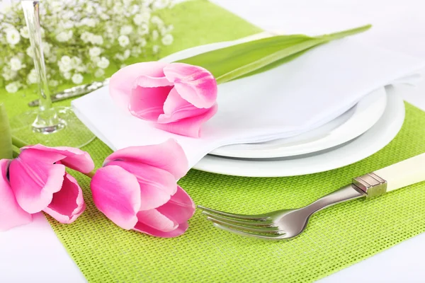 Cadre de table avec fleurs de printemps — Photo