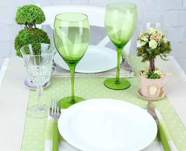 Trendy table setting in restaurant — Stock Photo, Image