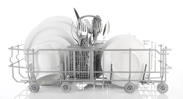 Suszarka do naczyń czyste naczynia suszenia na metalu — Zdjęcie stockowe