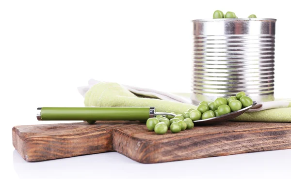 新鲜豌豆和锡 — 图库照片
