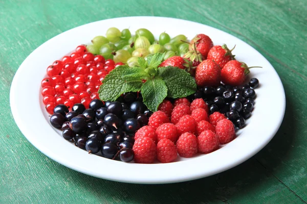 Лісові ягоди на тарілці — стокове фото