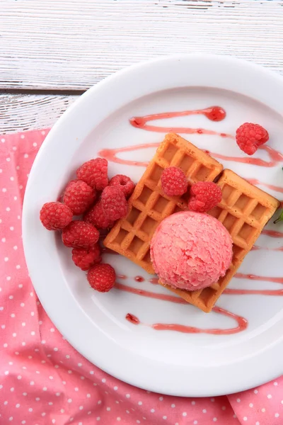 Gaufres belges à la crème glacée — Photo