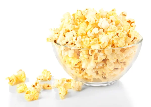 Popcorn in glass bowl — Stock Photo, Image