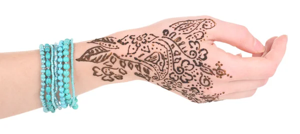 Hand mit Henna bemalt — Stockfoto