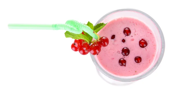 Glas roter Johannisbeeren-Smoothie-Drink isoliert auf weiß — Stockfoto