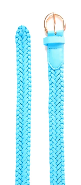 Cintura in pelle blu, isolata su bianco — Foto Stock