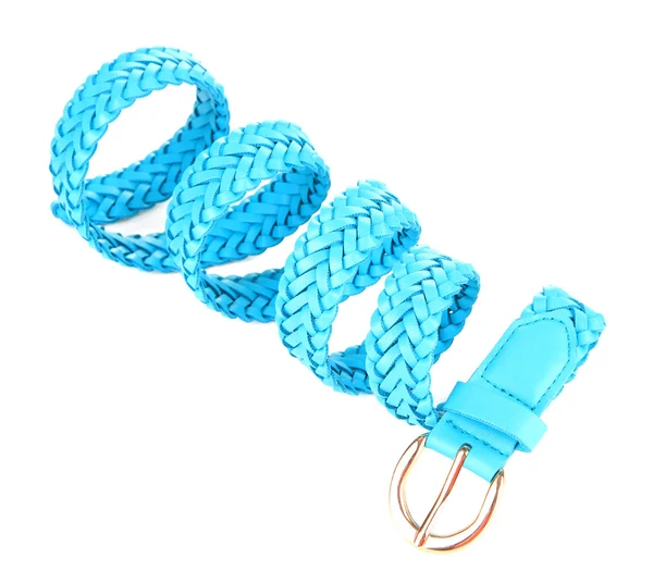 Cinturão de couro azul, isolado sobre branco — Fotografia de Stock