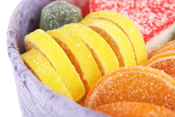 プレゼント ボックスに辛らつなゼリー菓子をクローズ アップ — ストック写真
