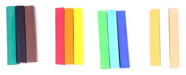 beyaz izole renkli tebeşir pastel