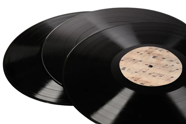 Velhos discos de vinil, isolados em branco — Fotografia de Stock