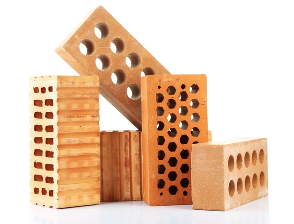 Brown bricks, isolated on white — Stock Photo, Image
