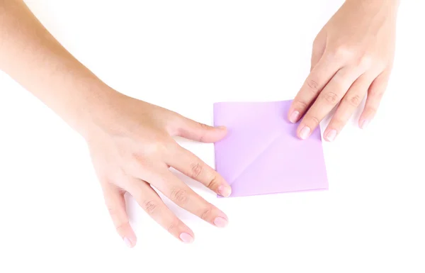 Mani che fanno origami — Foto Stock