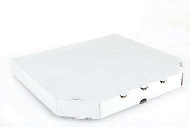 Beyaz izole boş pizza kutusu