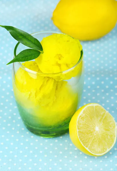 Delicious ice cream in glass on table close-up — Stock Photo, Image