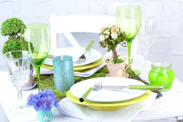 Trendy table setting in restaurant — Stock Photo, Image