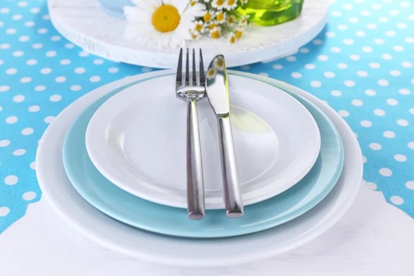 Blaue Tischdekoration in Großaufnahme — Stockfoto
