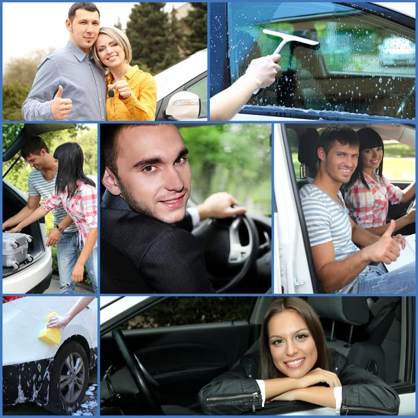 Bil kör collage — Stockfoto
