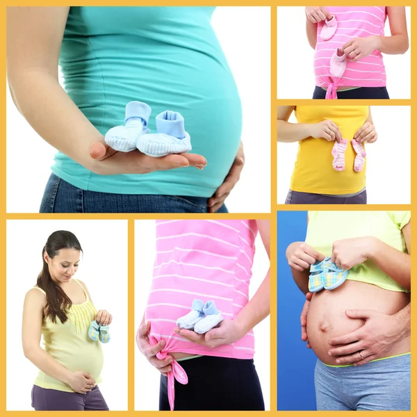 Kolase foto dengan gadis-gadis hamil — Stok Foto