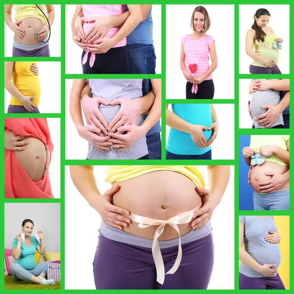 Collage de fotos con chicas embarazadas — Foto de Stock