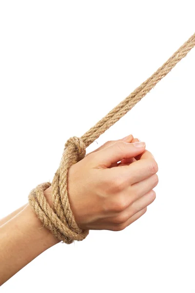 묶인된 손, 고립 된 화이트 — 스톡 사진