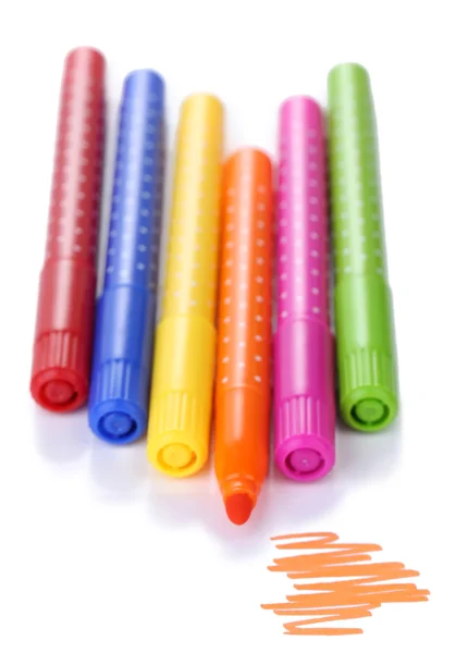 Bright markers isolated on white — Stock Photo, Image