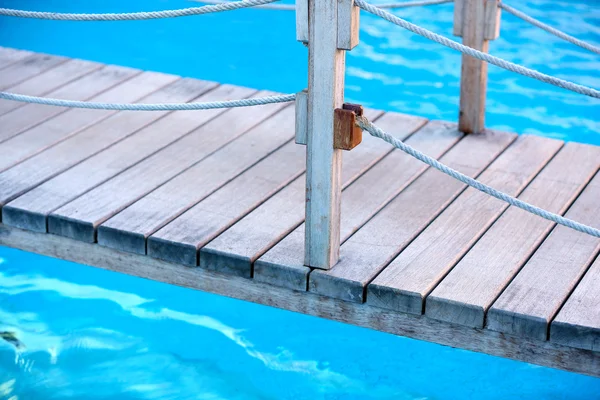 Wooden bridge on way to harbor, close-up — Stock Photo, Image