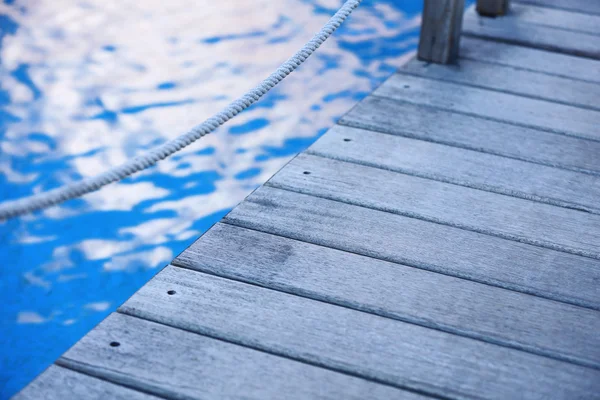 Wooden bridge on way to harbor, close-up — Stock Photo, Image