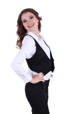 Beyaz tenli genç bir iş kadını.