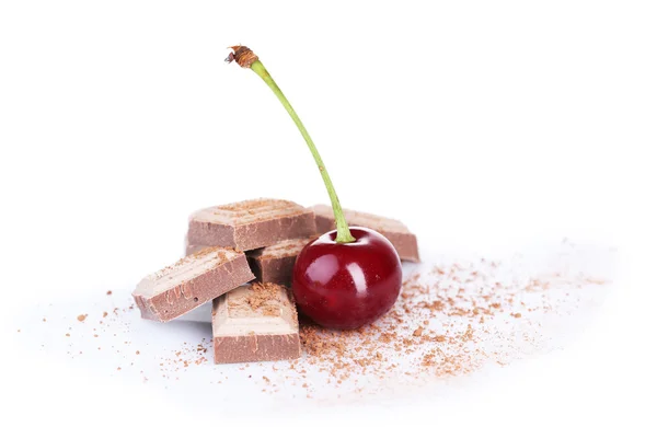 Cerejas e chocolate picado — Fotografia de Stock