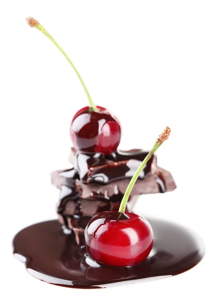 Kiraz ve kıyılmış çikolata — Stok fotoğraf
