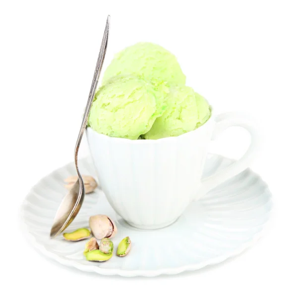 Savoureuse crème glacée à la pistache dans une tasse — Photo