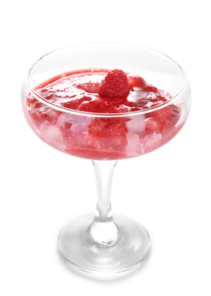 Glas van koude raspberry dessert — Stockfoto