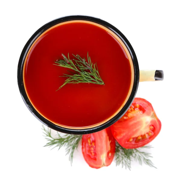 Hausgemachter Tomatensaft im Farbbecher — Stockfoto