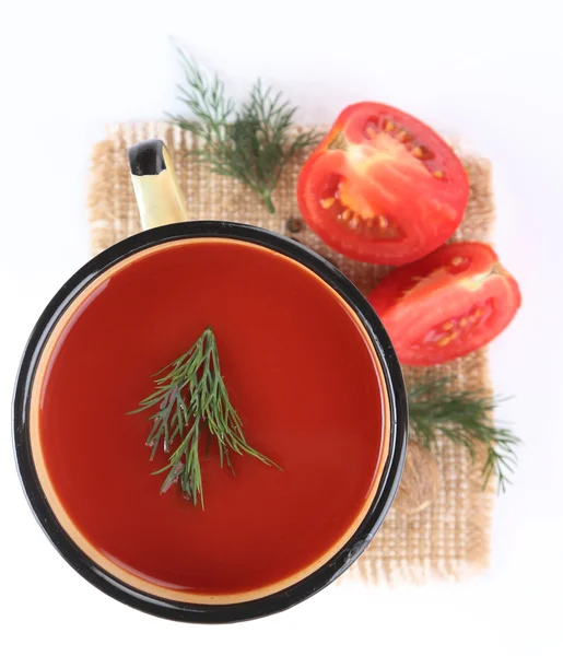 Homemade tomato juice in color mug — Stock Photo, Image