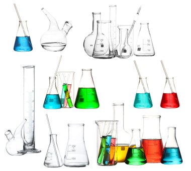 kolaj üzerinde beyaz izole farklı Laboratuar kapkacakları