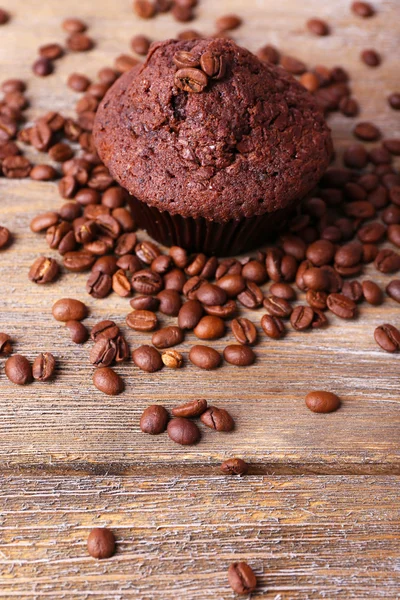 Шоколадные кексы и зерно кофе — стоковое фото