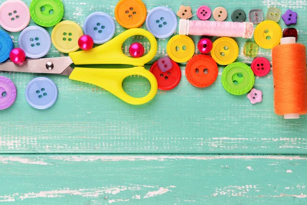 Sewing accessories on table — Stock Photo, Image