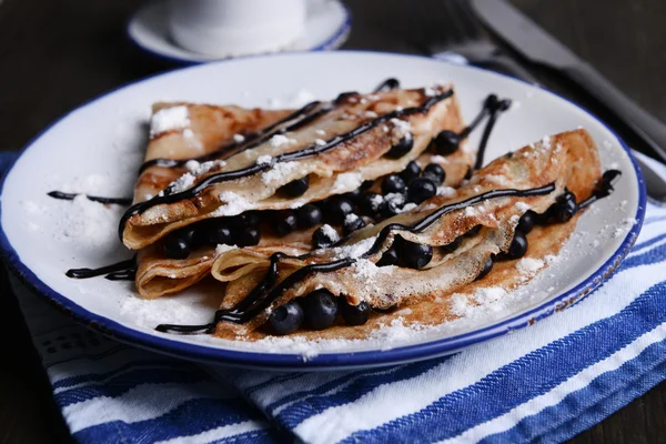 Delicious pancakes with blueberries — Stock Photo, Image