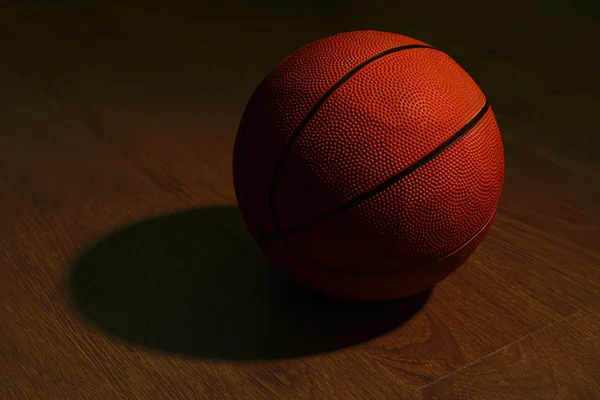 Pallone da basket sul pavimento — Foto Stock