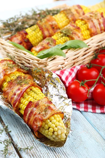 Grilled bacon wrapped corn — Stock Photo, Image
