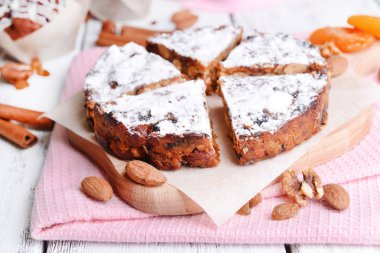 Lezzetli pasta panforte tablo yakın çekim üzerinde