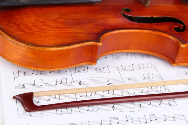 Klassieke viool op notities — Stockfoto
